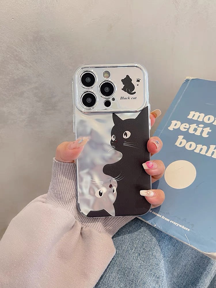 iPhoneケース カメラ保護 黒猫 かわいい スマホケース