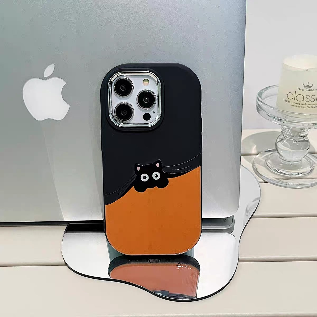 iPhoneケース 2配 黒猫 かわいい スマホケース