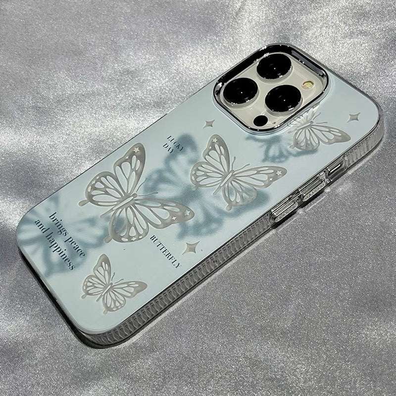 iPhoneケース 蝶々 ブルー スマホケース