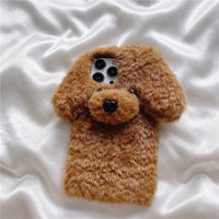 iPhoneケース もふもふ 布地 かわいい 犬 スマホケース