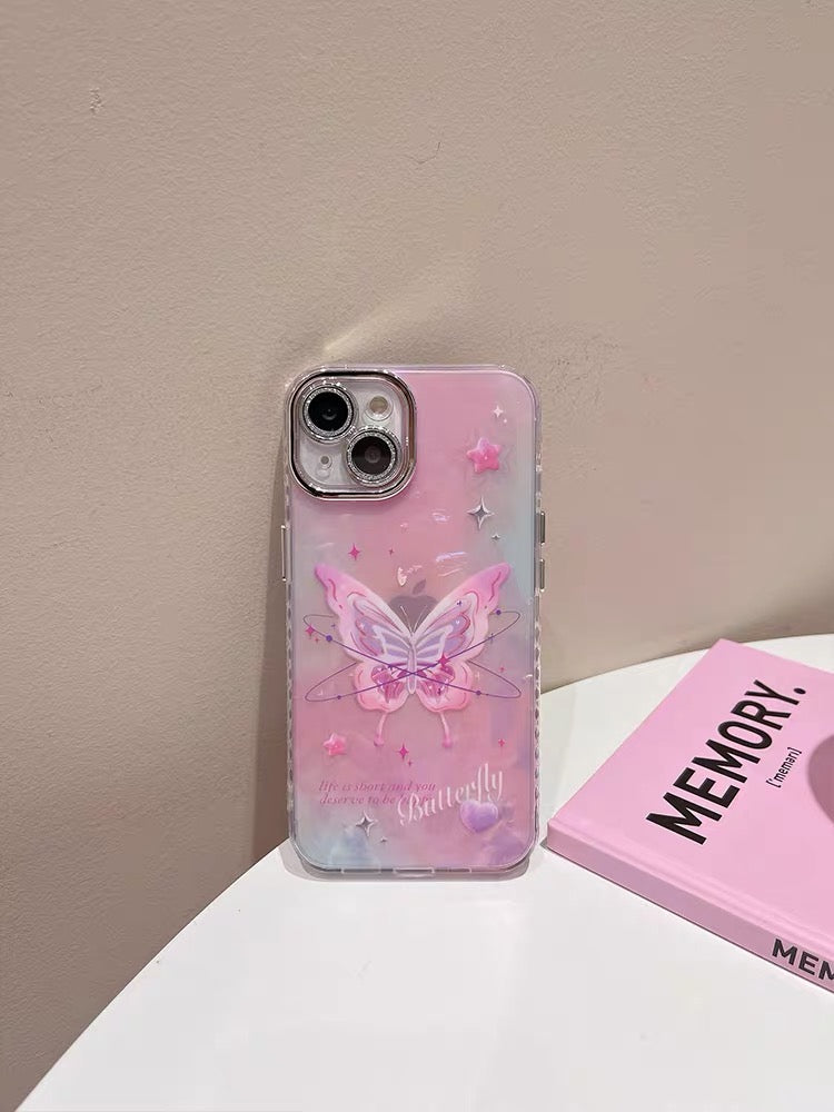 iPhoneケース ピンク 蝶々 スマホケース
