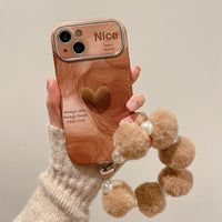 iPhoneケース カメラ保護 ハート 木製柄 おしゃれ スマホケース