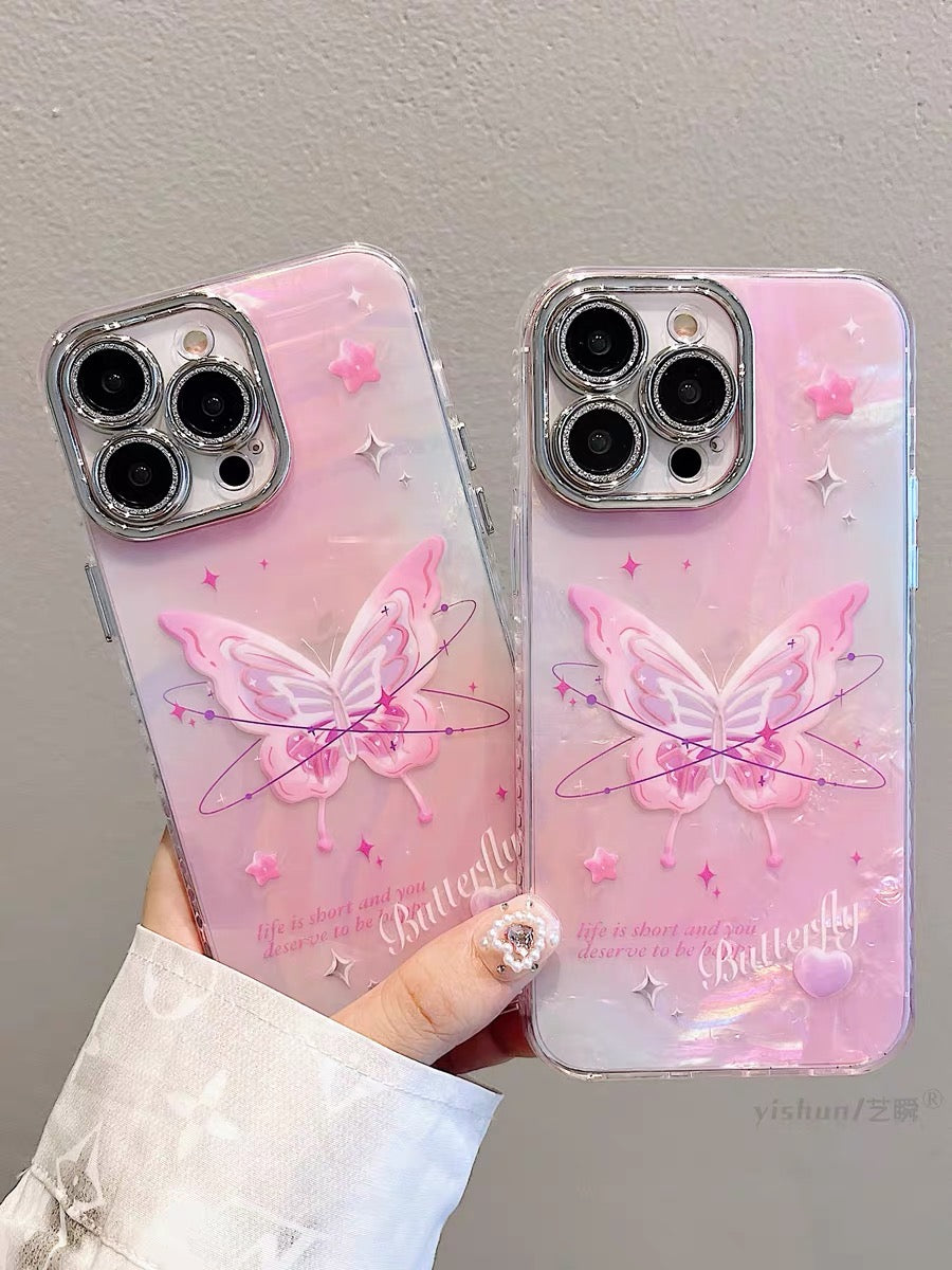 iPhoneケース ピンク 蝶々 スマホケース