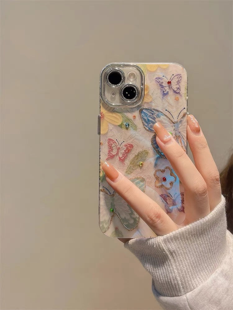 iPhoneケース カラフル 蝶々 かわいい スマホケース