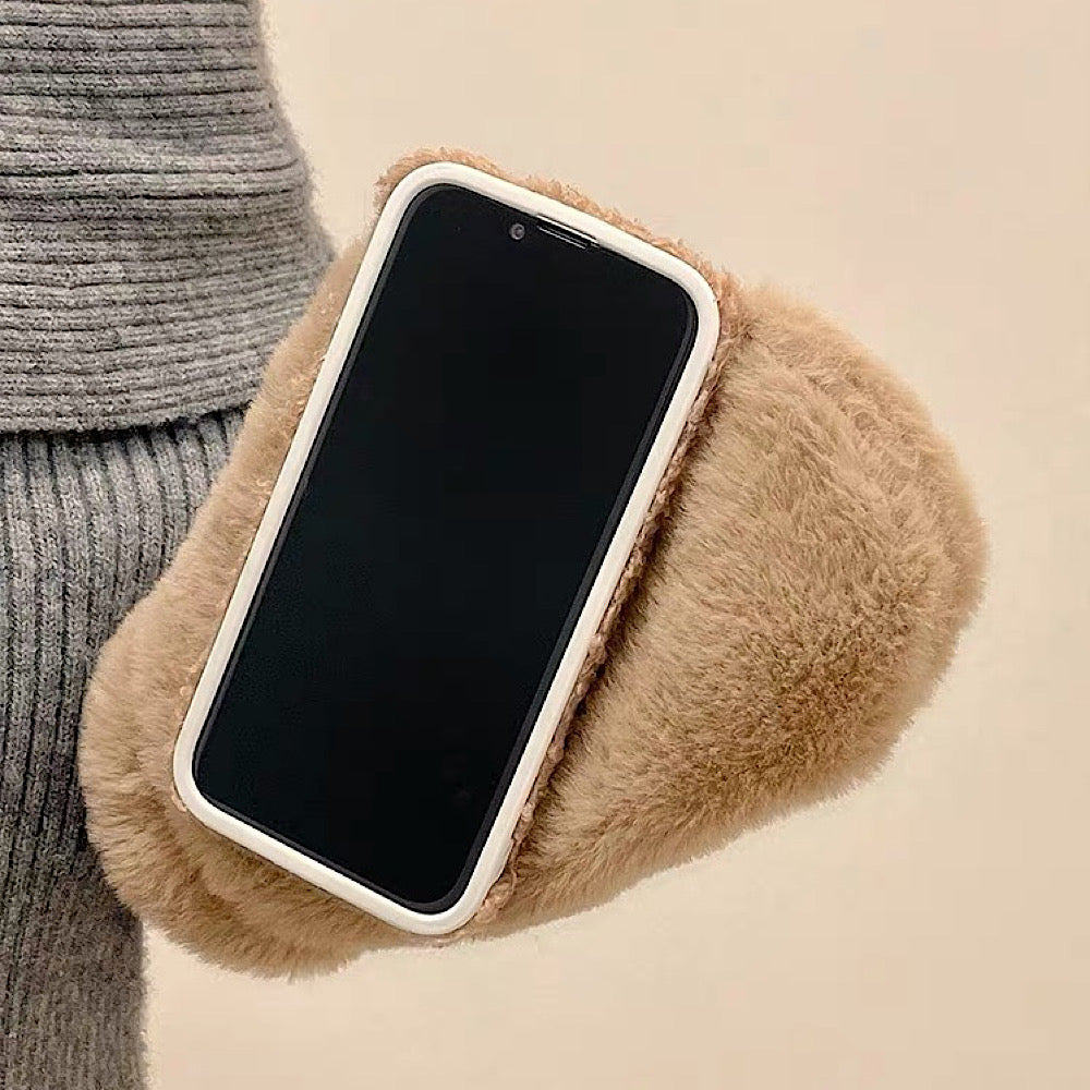 iPhoneケース もふもふ 暖かい 手袋 カピパラ かわいい スマホケース